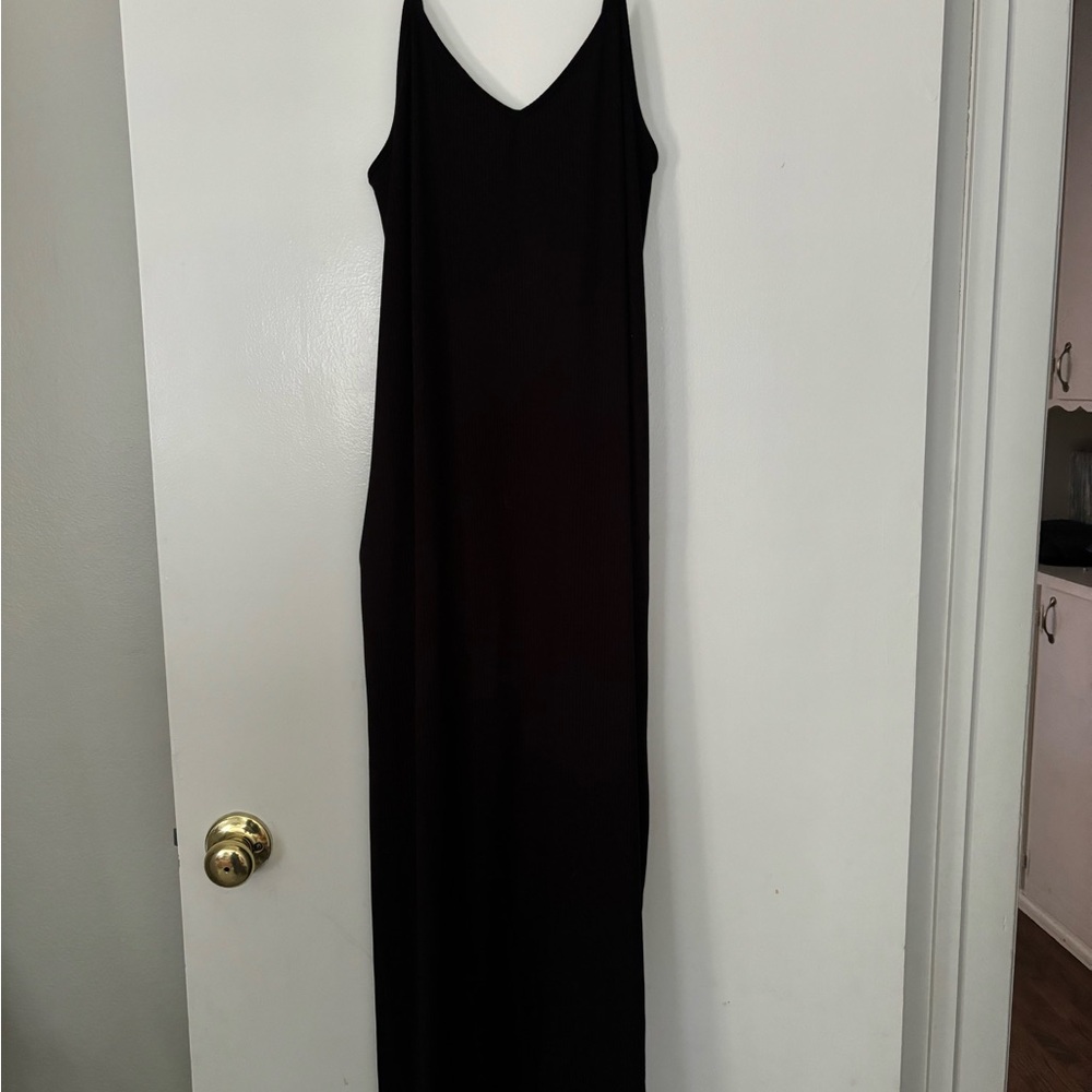 CJLA ribbed black spaghetti dress
